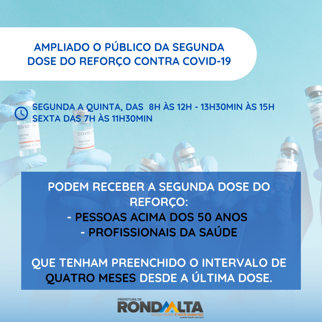 Ampliado o público da segunda dose do reforço contra COVID-19